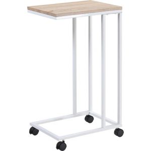 Table d'appoint Casa - sur roulettes - 70 x 40 x 30 cm - Industriel - Blanc/Brun