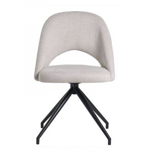 Miliboo Chaise pivotante 360&deg; en tissu effet velours textur&eacute; beige et m&eacute;tal noir COSETTE - L65xP65xH81