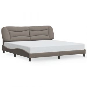 Vidaxl Cadre De Lit Avec T&ecirc;te De Lit Taupe 200x200 Cm Tissu - Neuf