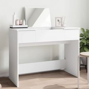 VidaXL Coiffeuse avec miroir blanc 100x45x76 cm, table de maquillage, table à bijoux, coiffeuse avec miroir, coiffeuse de maquillage, table cosmétique