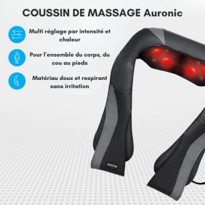 Auronic Appareil de massage shiatsu pour soulager les douleurs musculaires de la nuque, du dos, des &eacute;paules, des jambes, des pieds- Chauffant