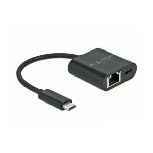 Delock Usb Type-C Adapter zu Gigabit lan 10/100/1000 Mbps mit pd schwarz - Adapter - Digital (66644)