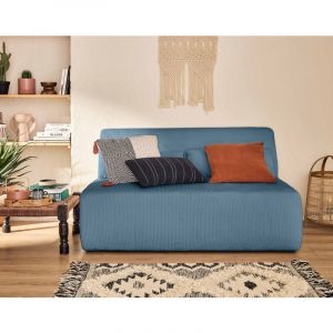 Onyx - canap&eacute; droit 2 places - en velours c&ocirc;tel&eacute; - Bleu