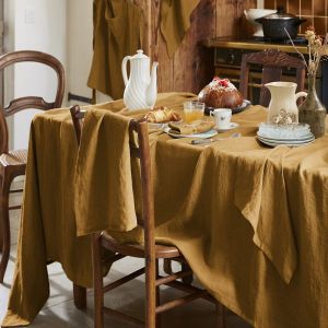 Easy Dort Nappe rectangle lin français caramel 170x250 cm
