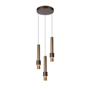 Lucide Suspension aluminium 3 lumières café