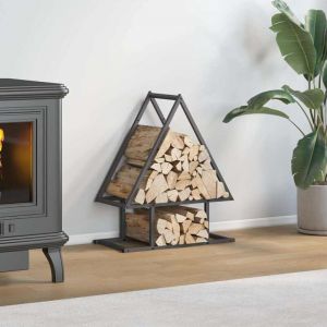 VidaXL Portant de bois chauffage noir 50x25x60 cm