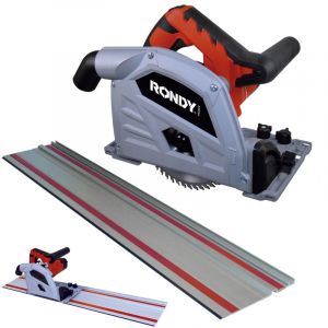Rondy Scie circulaire plongeante 1200W avec rail guidage 1m - Coupes en biseau 0 &agrave; 45&deg; - Lame diam&egrave;tre 165mm - Bois dur, contreplaqu&eacute;