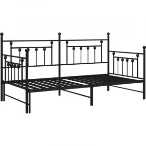 VidaXL Cadre de lit jumeau avec lit gigogne Noir 100x200 cm Acier