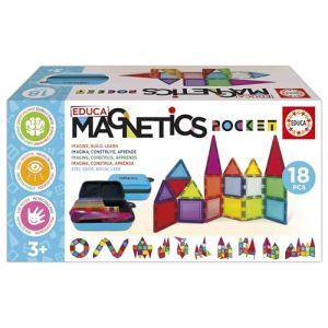 Educa Magnetics | Mallette avec 18 Blocs magnétiques. Jeu de Construction tif en 3D pour Les Enfants. Comprend 2 Animaux et 8 Cartes. Construisez des Figures géométriques. +3 Ans (20271)
