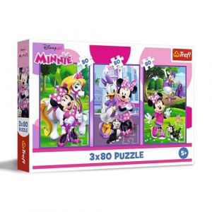 Trefl Puzzle 3 en 1 : Disney, Minnie et Ses Amis - 3 x 80 Pièces, Ensemble de Trois Puzzles pour Les Enfants à partir de 5 Ans
