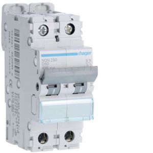 Hager Disjoncteur 2P 6/10kA courbe D 50A 2 modules NGN250