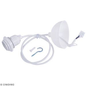 Rayher C&acirc;ble &eacute;lectrique pour suspension 1 m - Douille ampoule E27 - Blanc