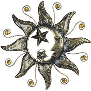 United Labels SOLEIL LUNE &eacute;toiles neuf en m&eacute;tal d&eacute;coration murale &agrave; suspendre GRIS 40cm