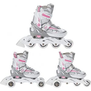 Raven Roller Profession Taille Ajustable et modulable - Blanc/Rose, 31 au 35, Version 3en1