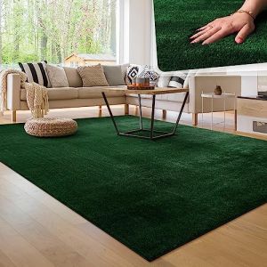 Paco Home - Tapis de salon Unicolore Lavable Pile courte et douce Vert, 300x400 cm