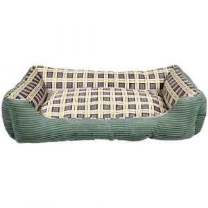 Canap&eacute;-lit pour Chien en Velours C&ocirc;tel&eacute; Moelleux 90cm Taille XL Inny Vert