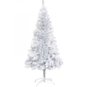 VidaXL Sapin de Noël artificiel avec support Argenté 150 cm PET