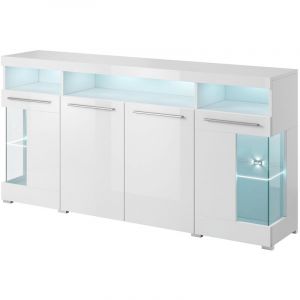 Buffet XL 180cm avec 4 portes couleur blanc brillant collection BOMBAY