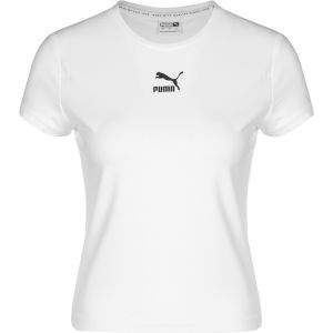 Puma T-Shirt ajusté Classics femme, Blanc, Taille XS, Vêtements