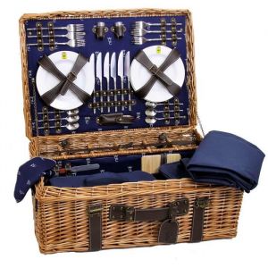 Les Jardins de la Comtesse Malle pique-nique osier et cuir Champs-Elys&eacute;es bleu - 6 personnes