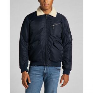 Image de Lee Filters Blouson bomber court déperlant col façon sherpa Bleu