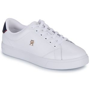 Tommy Hilfiger Tennis basses en cuir monogramme m&eacute;tallique Blanc - Couleur Blanc - Taille 38