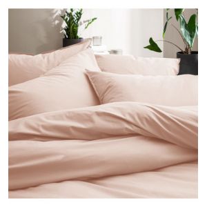 Blanc Cerise Taie d'oreiller percale coton lavé - DOUCEUR LAVEE Rose - Couleur Rose - Taille M