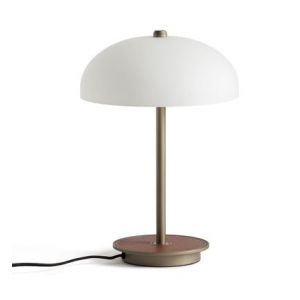 Lampe de bureau verre, métal et simili, Beaudouin
