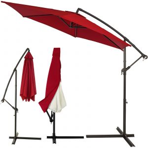 Parasol rouge alu Ø300cm protection UV 50+ avec housse