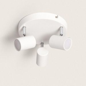 Plafonnier Orientable Métal 3 Spots Wuedy Rond Blanc