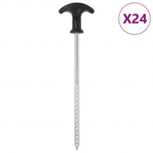 VidaXL Piquets De Tente 24 Pcs 20 Cm Ø7 Mm Acier Galvanisé
