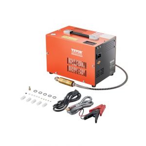 VEVOR Compresseur d'air portable PCP, 300 W 30 MPa, avec convertisseur intégré et système de refroidissement par ventilateur, arrêt manuel, pompe réservoir de paintball sans huile pour pistolet à air