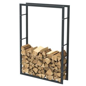 BC-Elec HHWPF0026 Rangement à bois en acier noir 150*100*25CM, rack pour bois de chauffage, range-bûches - Noir