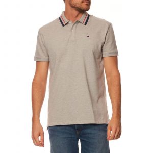 Tommy Jeans Polo manches courtes col contrastant logo devant Gris Chiné - Taille S