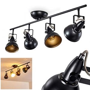 Hofstein Plafonnier Tina en métal noir et or, luminaire de plafond à 4 spots orientables pour ampoules E14 max. 40 Watt, compatible ampoules LEDs