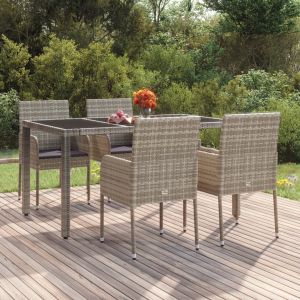 VidaXL 319888 Chaises de jardin avec coussins 4 pcs Résine tressée Gris