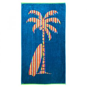 Serviette de plage éponge velours "Palmtak" 90x160 bleu canard