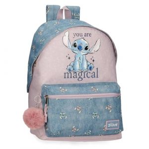 Disney Joumma Bags Stitch You are magical sacs à dos, cartables d'école, sacs à dos pour enfants, avec pompon décoratif, plusieurs compartiments, bleu, Sac à dos 44