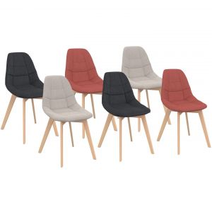 Idmarket Lot De 6 Chaises Scandinaves Gaby Mix Color Gris Foncé X2, Terracotta X2, Beige X2 Pour Salle À Manger