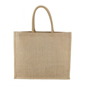 LEVIATAN EKO Sac Toile de Jute 42x36cm - 100% Jute Shopper Laminé, Sac Cabas Shopping, Naturel Sacs - Robuste et Grand