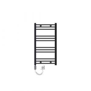 LuxeBath Radiateur électrique pour salle de bain Sahara 500x800 mm Anthracite Raccord latéral courbé & résistance 300W Thermostat & affichage digital, Radiateur sèche-serviettes avec cartouche chauffante, chauffe-serviettes sèche-serviettes
