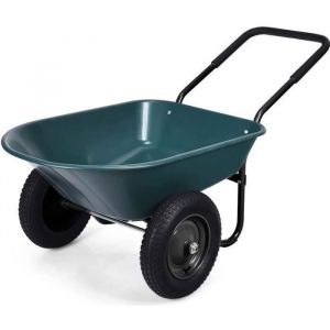 Brouette de jardin à 2 roues GOPLUS - Charge Max 100KG - Vert