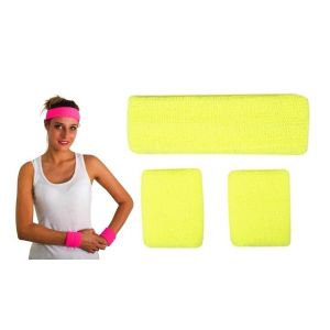 Ruedelafete Set bandeau et poignets &eacute;ponge jaune