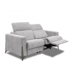 Image de Italian Spirit Canapé 2 places relax électrique boulogne avec système zéro wall microfibre gris clair