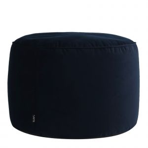 Icon Pouf repose-pieds rond velours bleu minuit