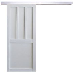 Porte Coulissante Atelier 2 Panneaux Blanc Avec Meneaux H204 x L83 + Rail Alu GD MENUISERIES