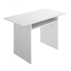 Pegane Console extensible en bois mélaminé coloris blanc - Longueur 110.6 x Profondeur 33-66.2 x Hauteur 75.5-77.5 cm -