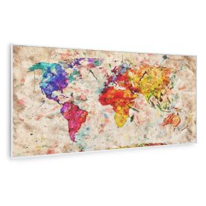 Klarstein Chauffage infrarouge Wonderwall Air Art Smart - Connecté - Motif : Carte colorée - 120x 60cm - 700W