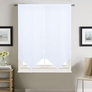 Home maison Paire vitrages à bandes verticales brillantes polyester blanc 160 x 60