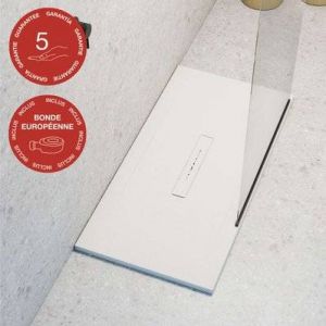 Receveur de douche Poalgi, extraplat, blanc polaire, L.70 x l.140 cm, s&eacute;rie Clay